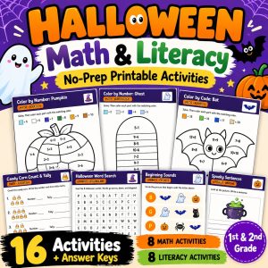 Halloween Math & Literacy Activities | No-Prep Printables for 1st & 2nd Grade